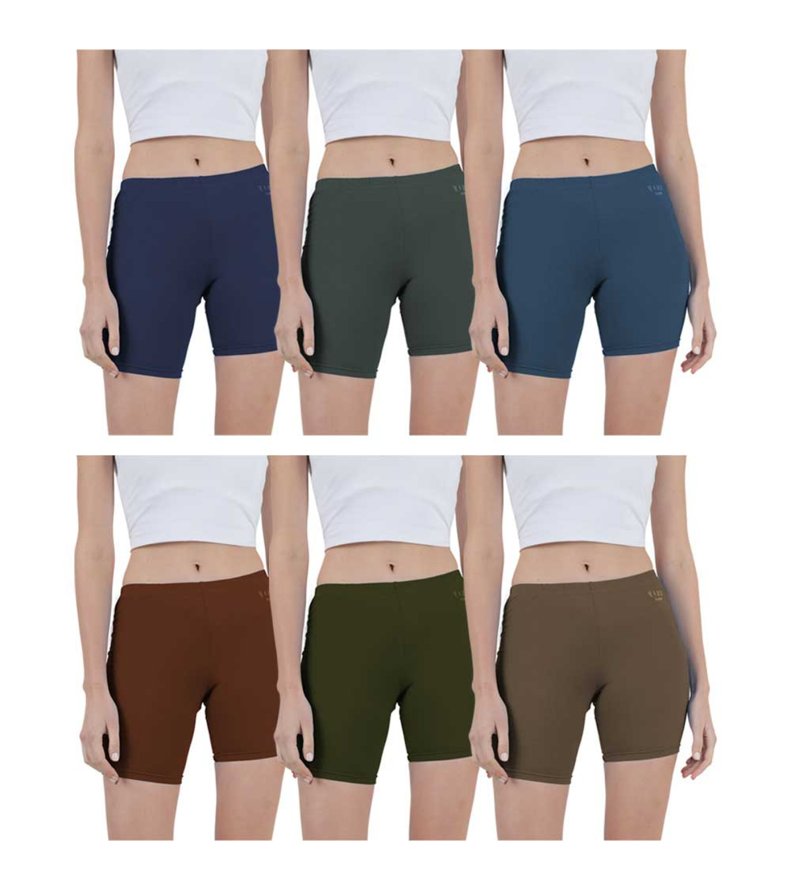 Vink Multicolor Womens Yoga Shorts 6 Pack Combo